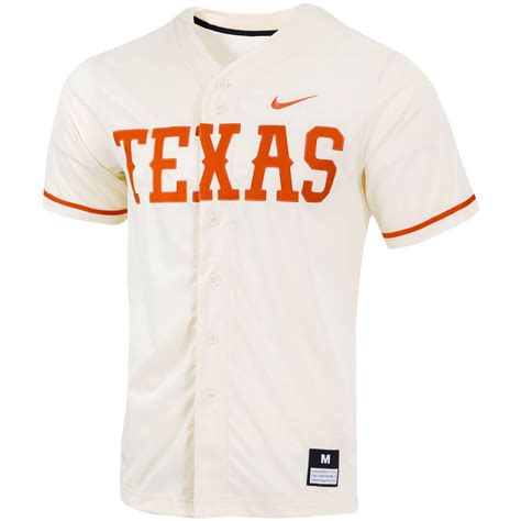 texas longhorns nike replica full-button baseball jersey - natural|free delivery texas longhorns jersey.